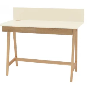 Nízká Cena Krémově bílý lakovaný pracovní stůl RAGABA LUKA 110 x 50 cm