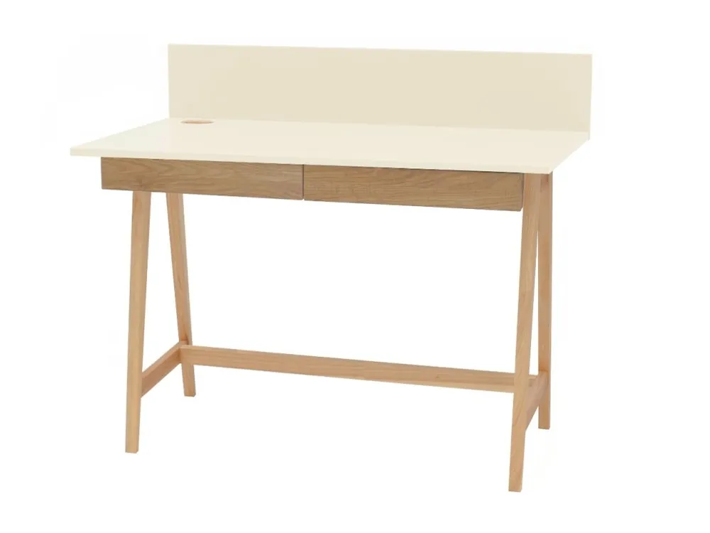 Nízká Cena Krémově bílý lakovaný pracovní stůl RAGABA LUKA 110 x 50 cm