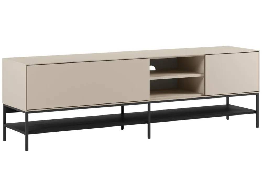 Poslední Šance Krémově-černý lakovaný TV stolek Amira 180 x 35 cm