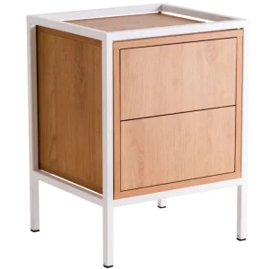 Akční Cena Noční stolek Skipo se zásuvkami 60 x 45 cm s dubovým dekorem a bílou konstrukcí