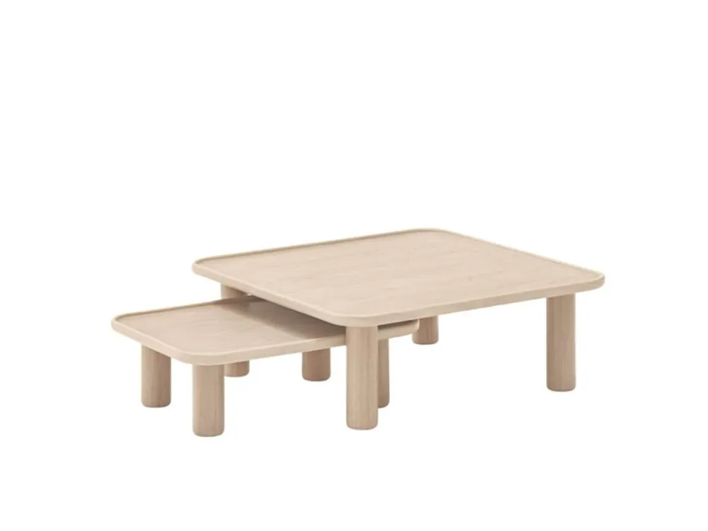 Víkendová Akce Přírodní dřevěný set konferenčních stolků Teulat Nest 79/49 x 79/49 cm