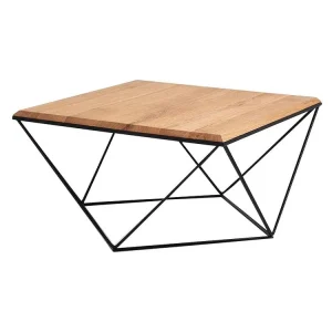 Přírodní konferenční stolek Deryl 80x80 cm s černou podnoží Ověřený