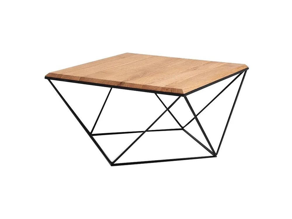 Přírodní konferenční stolek Deryl 80x80 cm s černou podnoží Ověřený