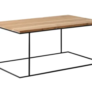 Přírodní masivní konferenční stolek Valter s černou podnoží 100x60 cm Cenově Výhodný