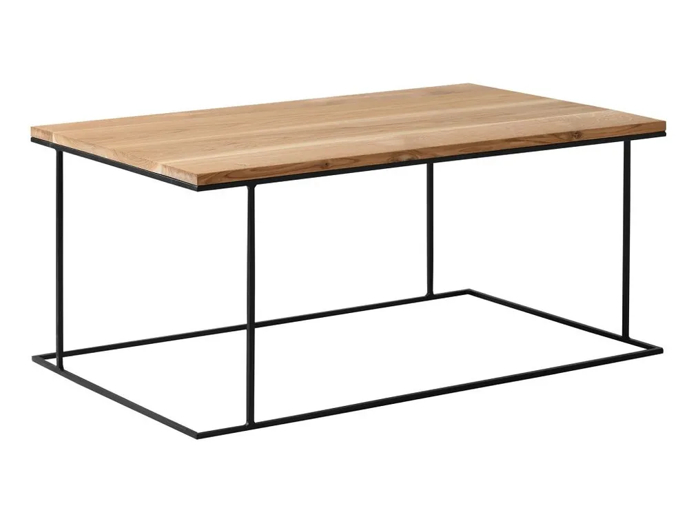 Přírodní masivní konferenční stolek Valter s černou podnoží 100x60 cm Cenově Výhodný