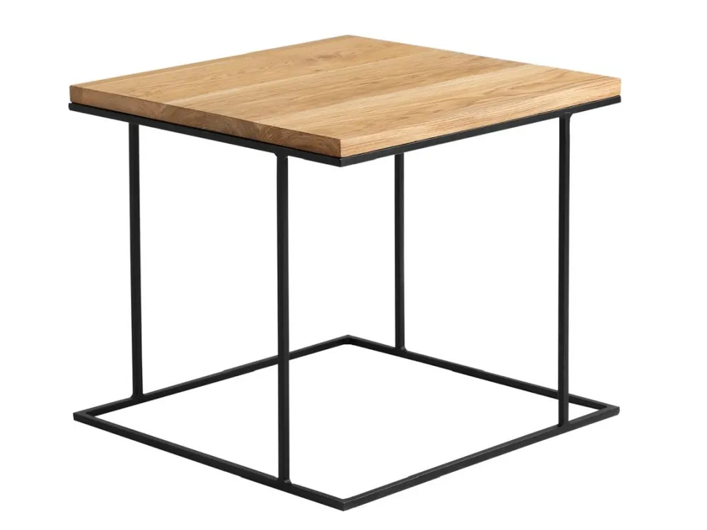 Super Cena Přírodní masivní konferenční stolek Valter s černou podnoží 50x50 cm
