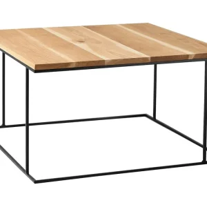 Přírodní masivní konferenční stolek Valter s černou podnoží 80x80 cm Akční Cena