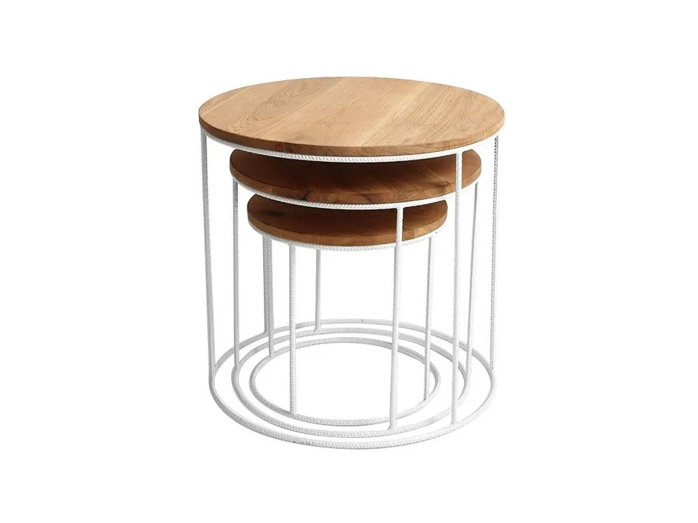 Set 3 bílých dřevěných konferenčních stolků Tris 40/50/60 cm Akce