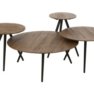 Set čtyř hnědých dřevěných odkládacích stolků J-line Tooky 70/50/40/30 cm Víkendová Akce