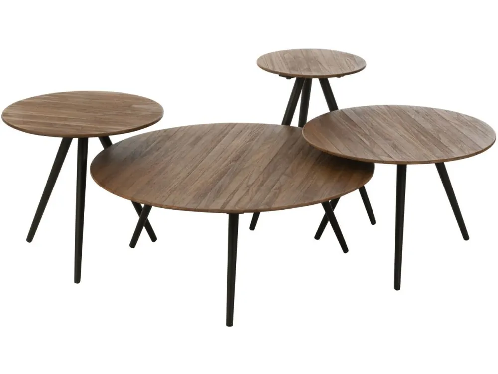 Set čtyř hnědých dřevěných odkládacích stolků J-line Tooky 70/50/40/30 cm Víkendová Akce
