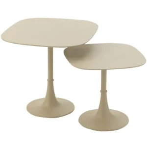 Set dvou béžových kovových odkládacích stolků J-line Iwore 41/49,5 cm Akční Nabídka