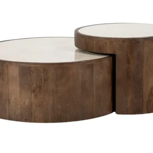 Set dvou béžových mramorových konferenčních stolků Hazel 55/79 cm Akční Cena