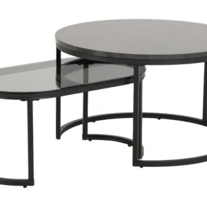 Přímo Od Výrobce Set dvou černých konferenčních stolků Sprut 70/70 x 70/40 cm