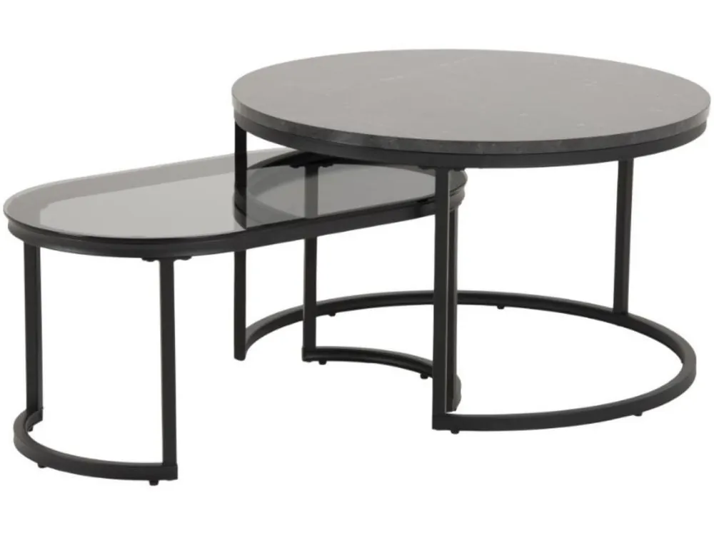 Přímo Od Výrobce Set dvou černých konferenčních stolků Sprut 70/70 x 70/40 cm
