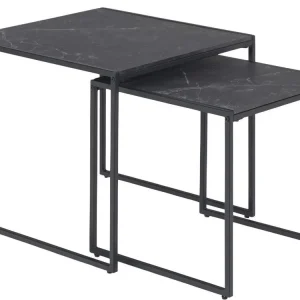 Set dvou černých kovových konferenčních stolků Rowan 40x40cm/50x50cm Super Cena