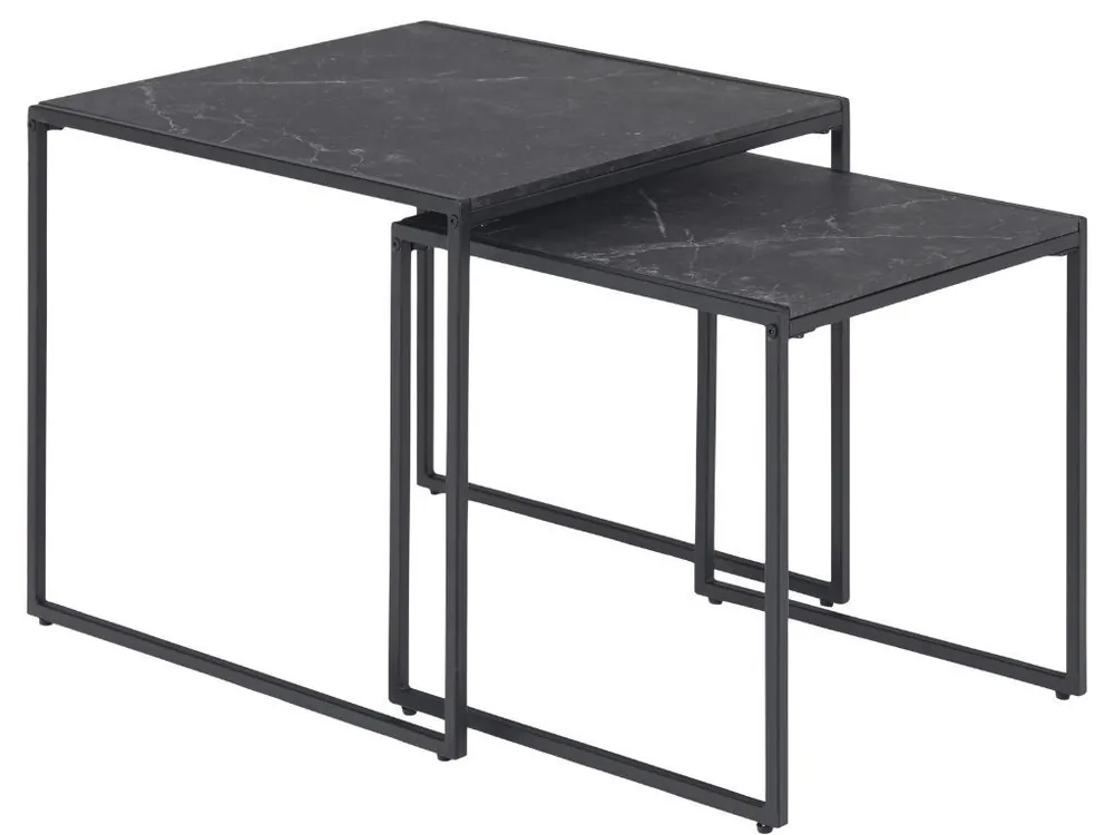 Set dvou černých kovových konferenčních stolků Rowan 40x40cm/50x50cm Super Cena