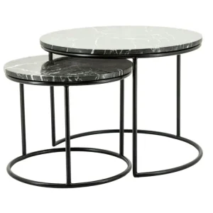 Set dvou černých mramorových konferenčních stolků Romeo 60/45 cm Nejlepší Cena