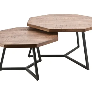 Set dvou dřevěných konferenčních stolků Octagon 76/60 cm Levný