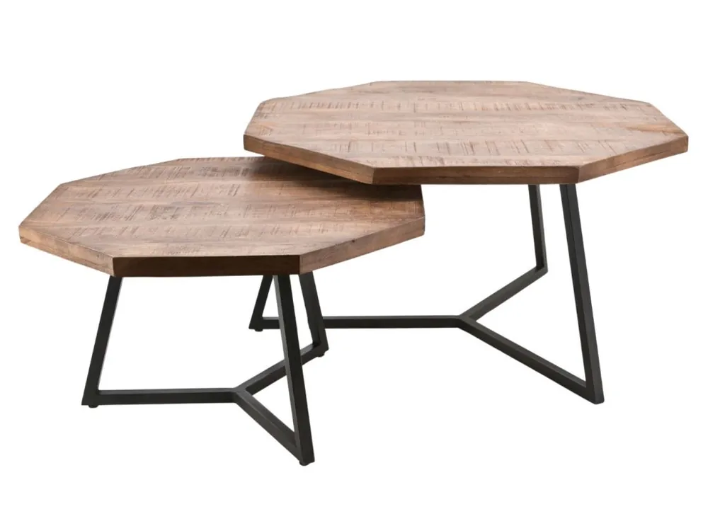 Set dvou dřevěných konferenčních stolků Octagon 76/60 cm Levný
