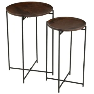 Set dvou dřevěných odkládacích stolků J-line Sphere 31,5/39 cm Originální