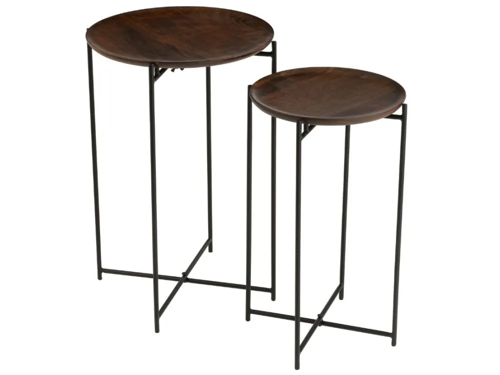 Set dvou dřevěných odkládacích stolků J-line Sphere 31,5/39 cm Originální