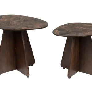 Aktuální Set dvou hnědých keramických odkládacích stolků NAUT 53 x 39 cm