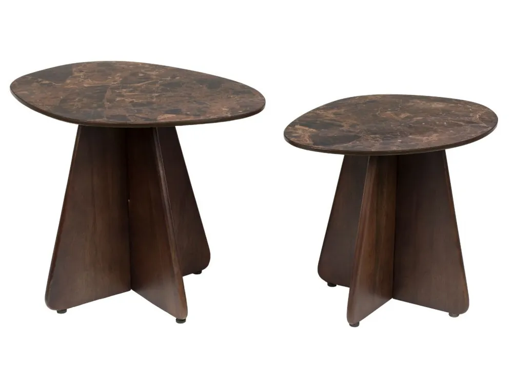 Aktuální Set dvou hnědých keramických odkládacích stolků NAUT 53 x 39 cm