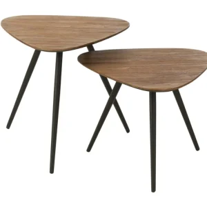 Novinka Set dvou hnědých teakových odkládacích stolků J-line Tooky 50/42 cm