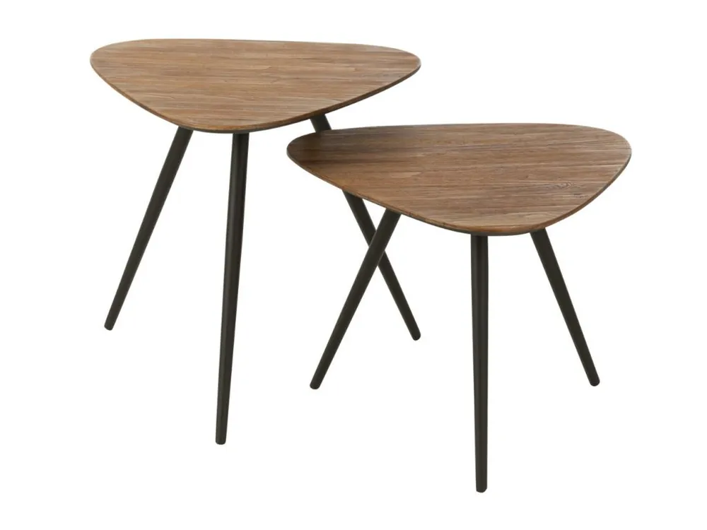 Novinka Set dvou hnědých teakových odkládacích stolků J-line Tooky 50/42 cm
