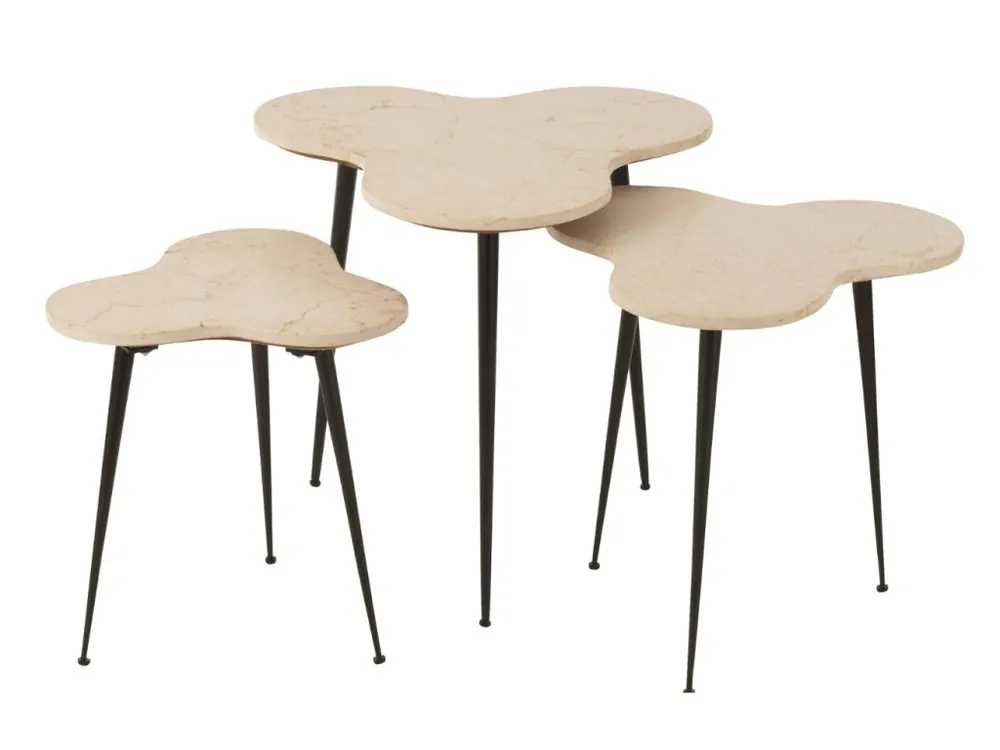 Set tří bílých mramorových odkládacích stolků Shamrock 61/55 cm Kup Teď