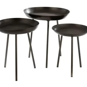 Vysoce Kvalitní Set tří tmavě šedých odkládacích stolků J-line Treyon 38,5/44/50 cm