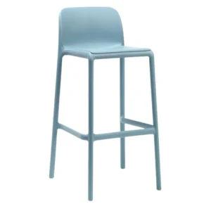 Nízká Cena Světle modrá plastová barová židle Faro 76 cm