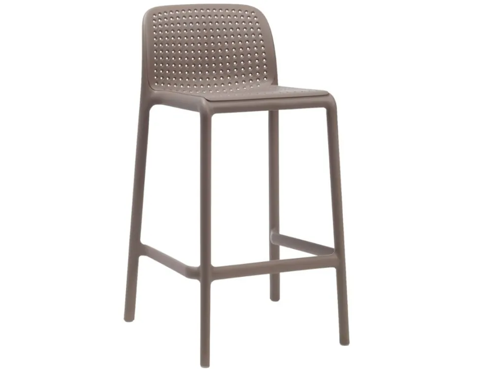 Akční Nabídka Šedo hnědá plastová barová židle Lido Mini 65 cm