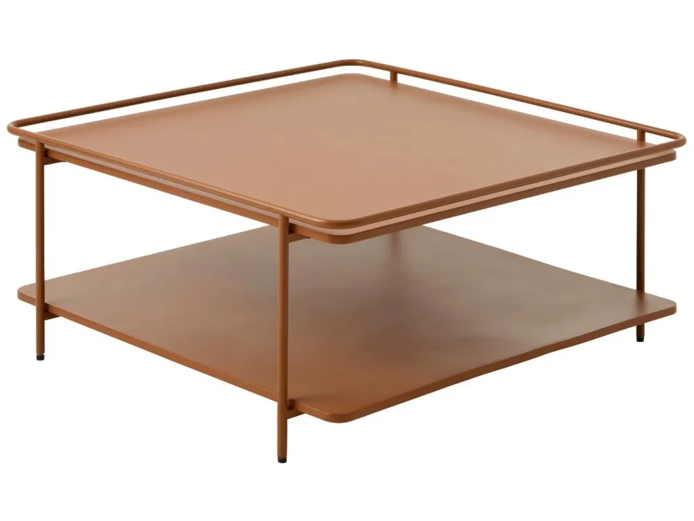 Terakotově oranžový kovový konferenční stolek Yuba 75 x 75 cm Omezená Nabídka