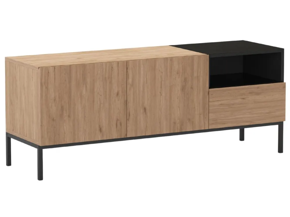 TV stolek Cailin 140 x 40 cm s dřevěným dekorem Aktuální