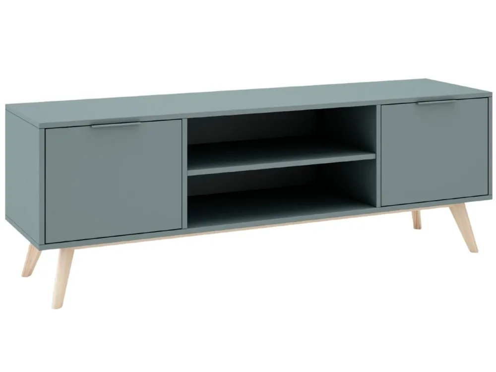 Zelený lakovaný TV stolek Marckeric Pisco 140 x 40 cm Výprodej