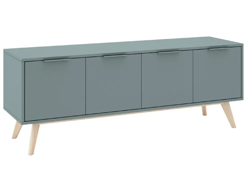 Cenově Výhodný Zelený lakovaný TV stolek Marckeric Pisco II. 140 x 40 cm