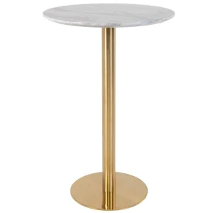 Značkový Zlatý mramorový kulatý barový stůl Ascona 70 cm