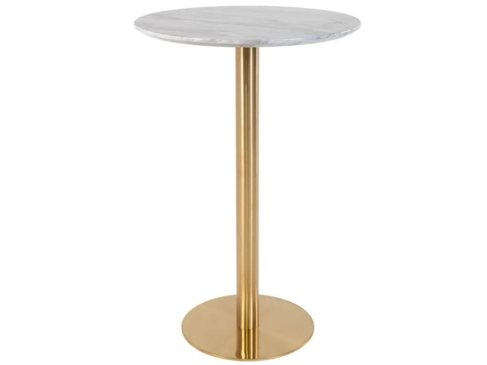 Značkový Zlatý mramorový kulatý barový stůl Ascona 70 cm