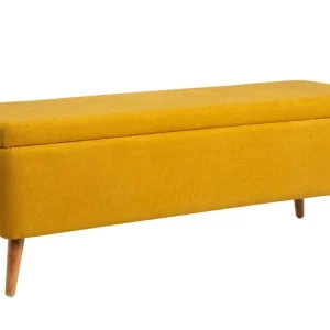 Žlutá čalouněná lavice Somcasa Zurich 120 cm s úložným prostorem Akční Nabídka