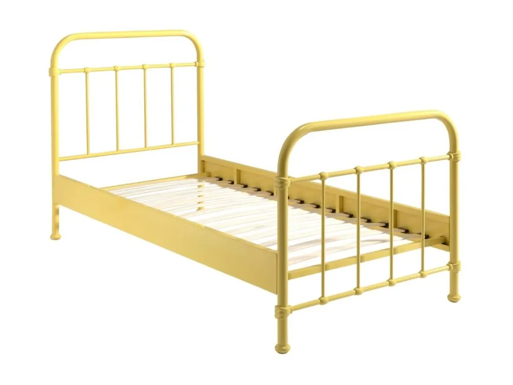 Žlutá kovová postel Vipack New York 90 x 200 cm Cenová Bomba