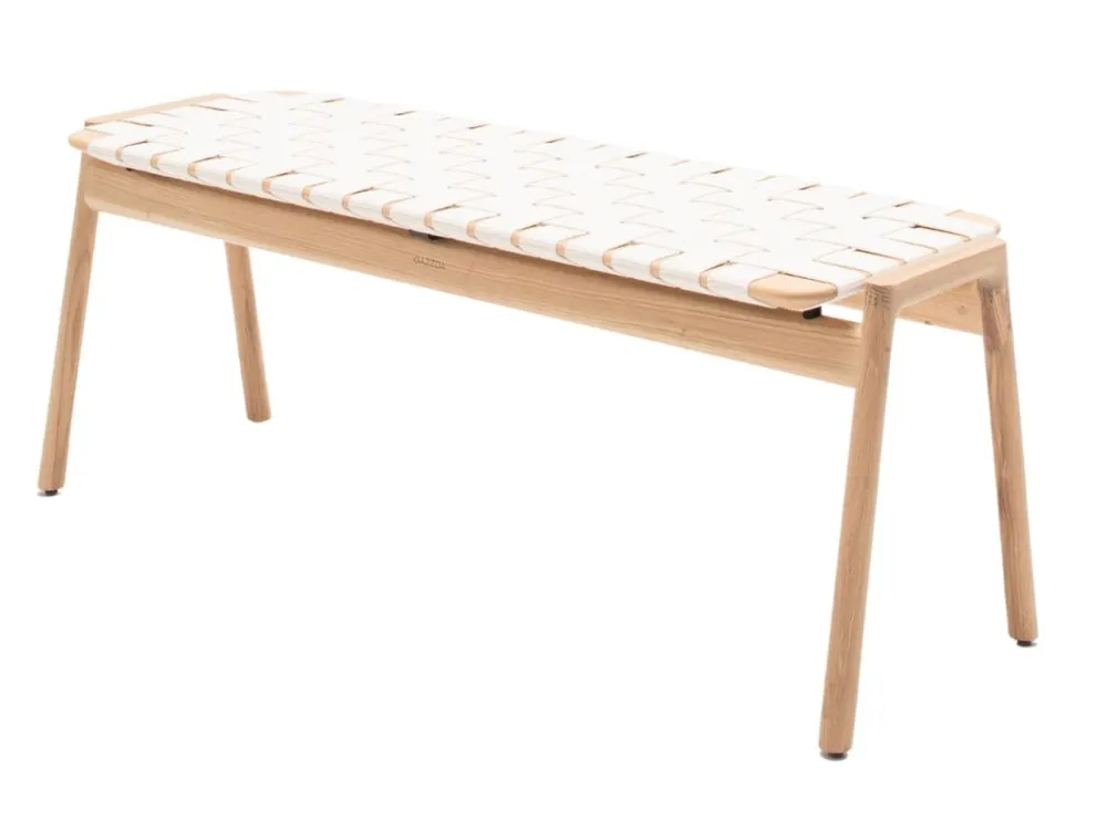 Dokud Zásoby Vydrží Bílá dubová lavice Klupa 120 cm s výpletem