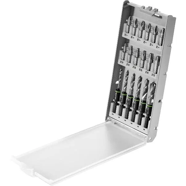 Poslední Šance FESTOOL kazeta spirálových vrtáků-dřevo BKS SYS3 D3-8 K CE/W CENTROTEC 18 dílná