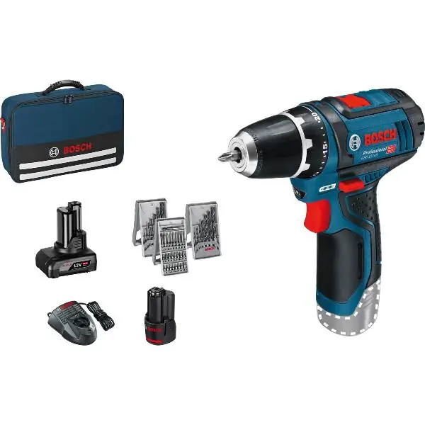BOSCH aku vrtací šroubovák GSR12 V-15 12,0 Volt/ 2,0 /4,0Ah(IEC) Li-Ion+náh.sada Cenová Bomba