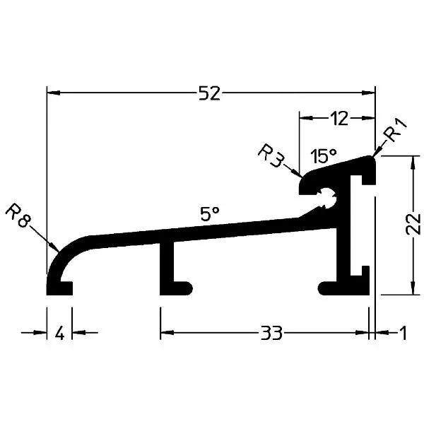 GUTMANN dveřní práh Weser 52 6000 mm na míru 52 x 22 mm hliník stříbrný elox Super Cena