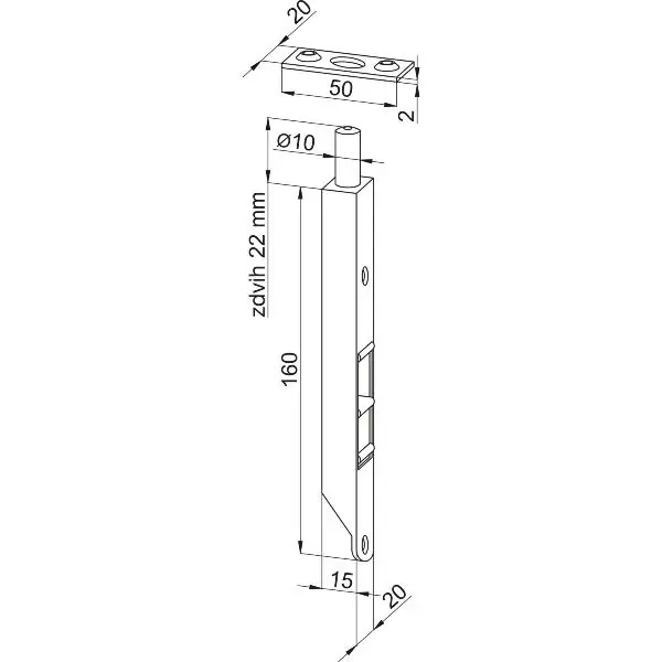 Dveřní zástrč k zafrézování R10 MC, 160 mm, ocel pozink Nakupujte Hned