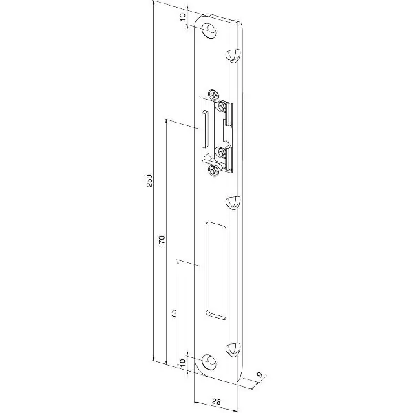 Novinka Protiplech k KFV AS2600/3500 pro střelku a závoru 250x28x9x3mm,pravý, pozink
