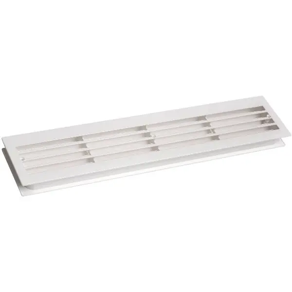 Větrací mřížka pro pokojové dveře, 454 x 90 mm, TS 40 mm, bílý plast Víkendová Akce