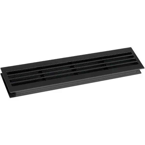 Větrací mřížka pro pokojové dveře, 454 x 90 mm, T. 40 mm, černý plast Doprava Zdarma