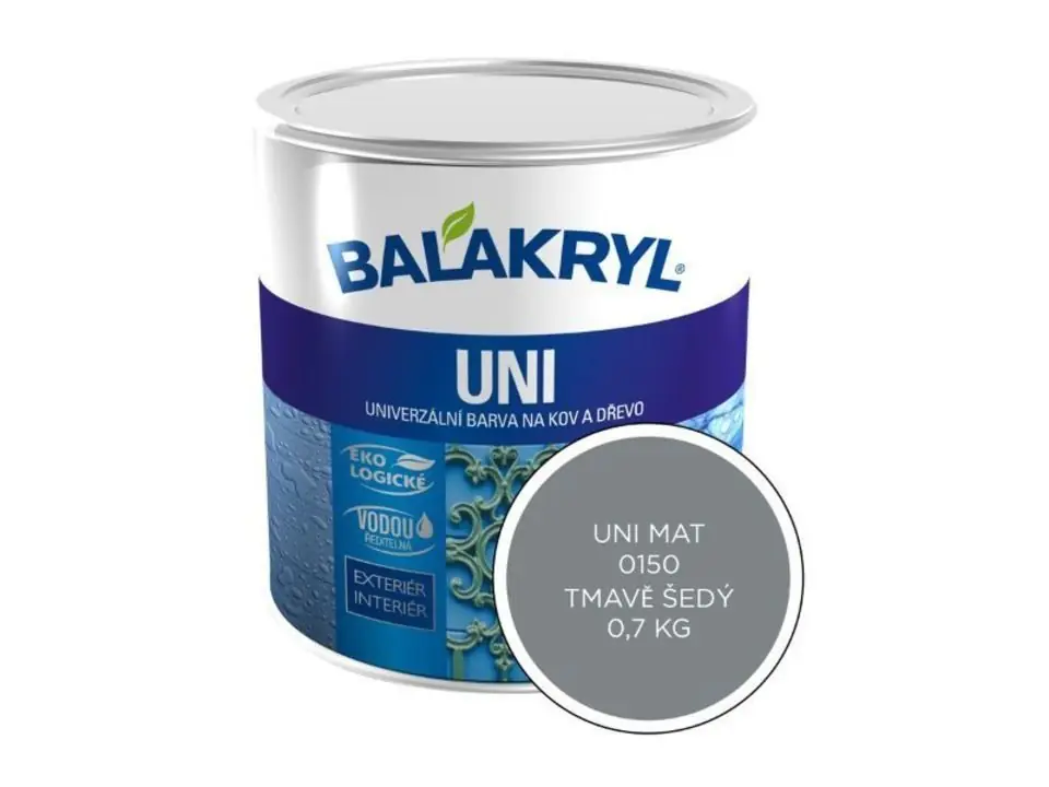 Barva vodou ředitelná UNI MAT- 0215 (0.7) Balakryl tmavě šedý Levný